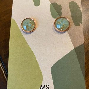 Sea green and gold foil 12mm stud